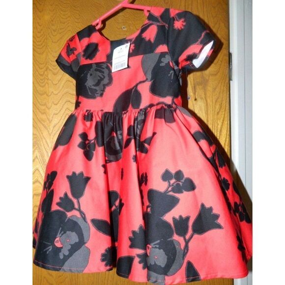 Next.UK Party‎ Dress Toddler Red Black Floral Special Occasion Size 18-24M - Picture 2 of 5